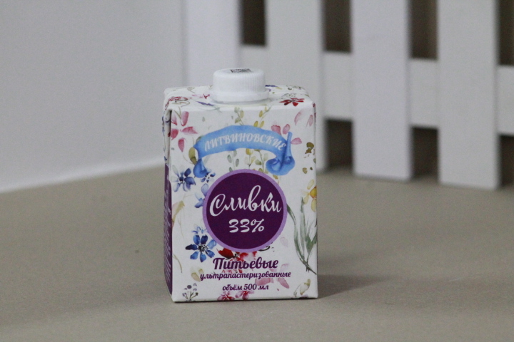Сливки натуральные Литвиновские 33% 0,5л